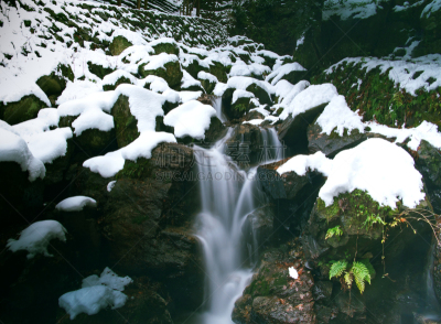 山,约罗,自然,雪河国家公园,冬天,图像,雪,无人,瀑布,户外