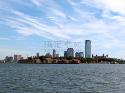 泽西城,埃利斯岛,水,水平画幅,纽约港,无人,海港,户外,现代,纽约