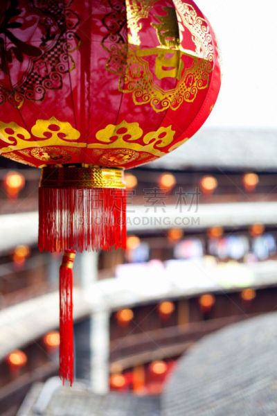 客家族,蒂卢,红色,房屋建设,传统,永定,日本灯笼,厦门,福建省