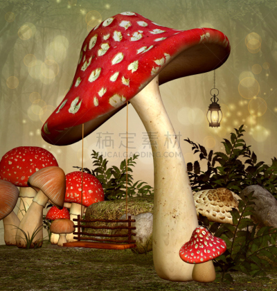 幻想,园林,小精灵,自然,垂直画幅,草地,灯笼,岩石,无人,绘画插图