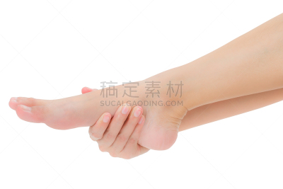 手,足,痛苦,白色背景,健康保健,拿着,分离着色,自然美,居住区,按摩