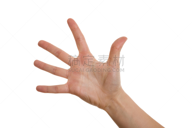 手掌,小指,两腿分开,灵感,水平画幅,拇指,手,白色背景,食指,背景分离