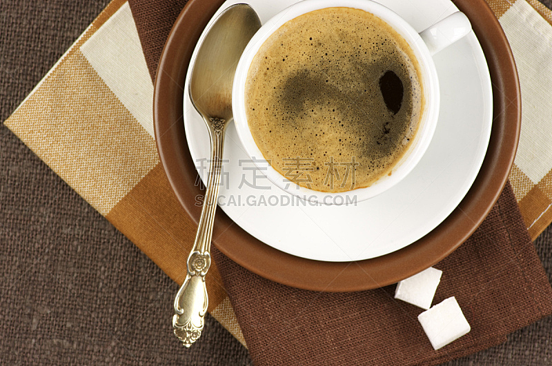 咖啡杯,褐色,水平画幅,高视角,纺织品,无人,茶碟,饮料,特写,咖啡