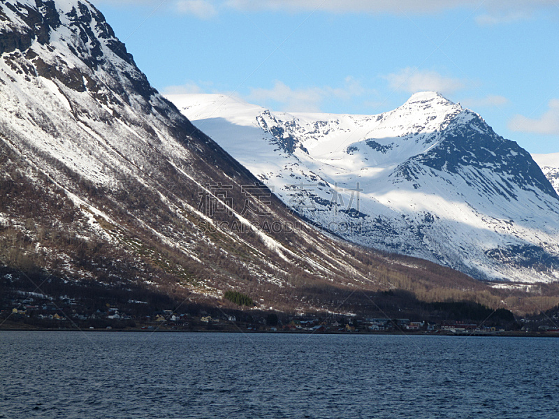 挪威峡湾,地球女神,自然,天空,水平画幅,雪,无人,户外,海洋,峡湾