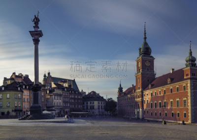 华沙,华沙古镇广场,广场,古城,长时间曝光,水平画幅,无人,波兰,摄影
