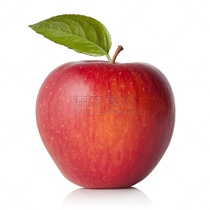苹果,红色,叶子,蛇果,白色背景,一个物体,背景分离,饮食,素食,清新