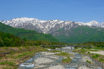 白马,长野县,山,河流,日本,白马岳,日本阿尔卑斯山脉,著名自然景观,美,度假胜地