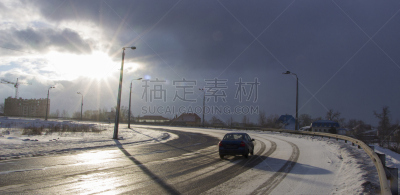 冬天,汽车,在活动中,高大的,云,天空,气候,雪,车灯,前灯