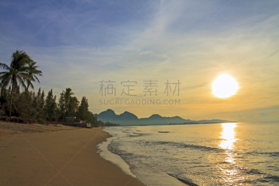 沙子,早晨,海滩,巴蜀,水,天空,夏天,棕榈树,海浪,热带气候