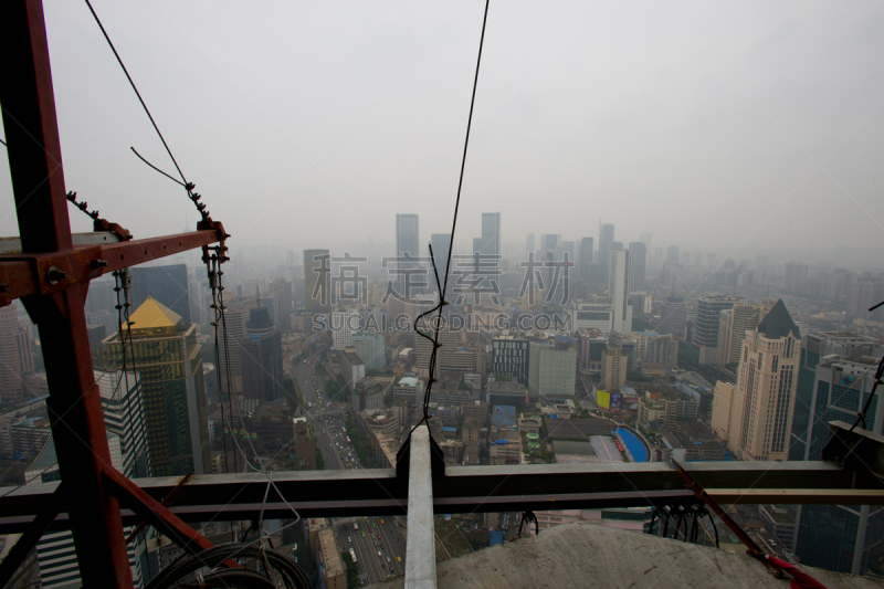 高视角,建筑工地,城市,成都,脚手架,水平画幅,交通,户外,起重机,都市风景