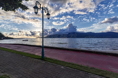 海滩,巴西,伊拉贝拉,海洋,自行车道,圣保罗州,水,天空,沙子,曙暮光