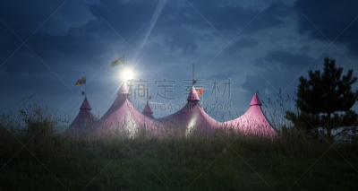 夜晚,帐篷,2014年,拉内利,大帐篷,水平画幅,绿色,无人,威尔士,草