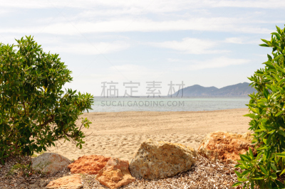 海滩,海洋,看风景,圣欧拉利娅,斯班尼犬,冰岛国,水,天空,美,水平画幅