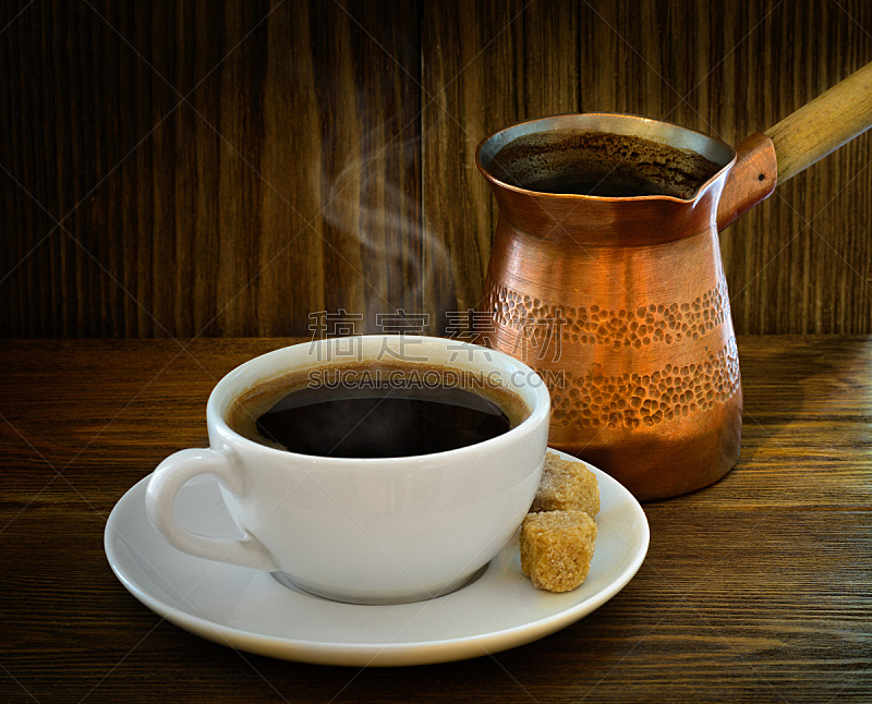 杯,土耳其式咖啡壶,咖啡,清新,烤咖啡豆,褐色,咖啡店,芳香的,水平画幅,热饮