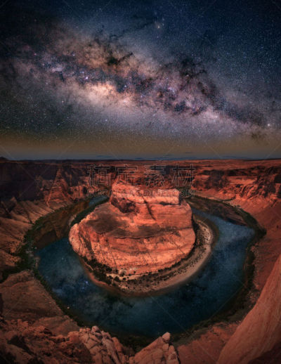 银河系,u形弯管,马蹄弯,美国西部,垂直画幅,水,天空,星系,夜晚,无人