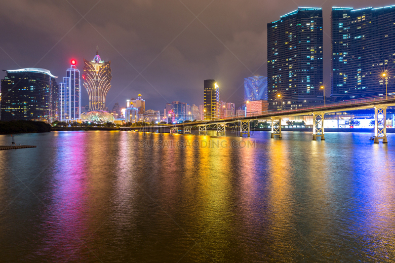 都市风景,夜晚,金光大道,赌场,度假胜地,水平画幅,无人,曙暮光,户外,现代