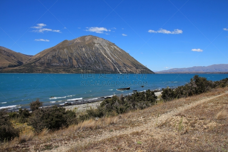 夏天,湖,水,天空,水平画幅,无人,澳大拉西亚,户外,南阿尔卑斯山脉,大洋洲