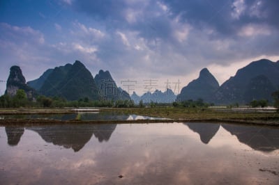 山,河流,风景,喀斯特,水,天空,美,水平画幅,美人,夏天