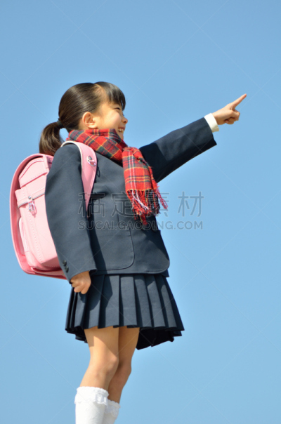 日式书包,粉色,日本人,女孩,垂直画幅,留白,幸福,仅日本人,日本,儿童
