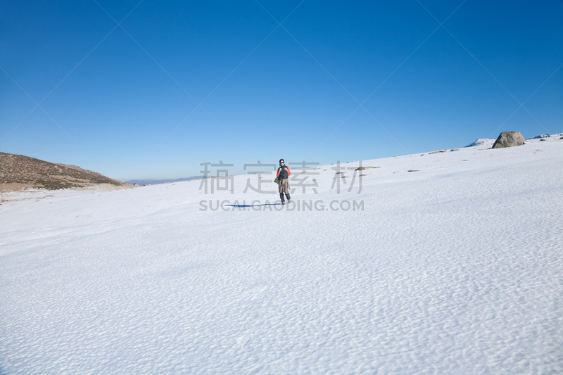 雪,女人,徒步旅行,阿维拉,勒马前行,卡斯蒂利亚-莱昂省,马甲,活力,旅途,运动