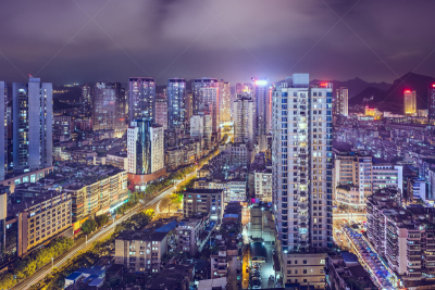 贵阳,贵州省,水平画幅,夜晚,无人,曙暮光,户外,都市风景,现代,著名景点