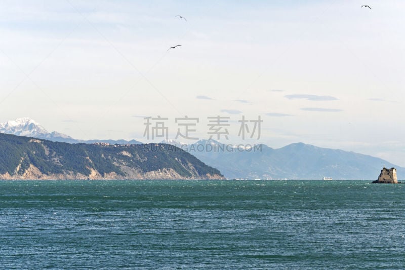 拉斯佩济亚,海湾,水,水平画幅,山,无人,海港,利古里亚大区,意大利,户外