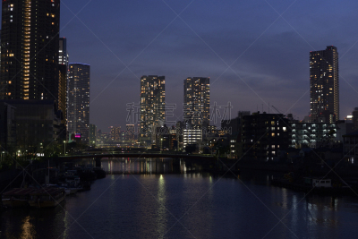 黄昏,城市,月岛,晴美区,银座,river sumida,中央区,城市扩张,水平画幅,无人