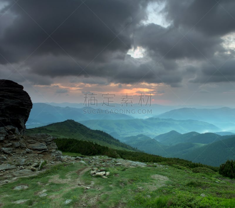 山,卡帕锡安山脉,乌克兰,地形,高原,黄昏,水平画幅,无人,夏天,户外