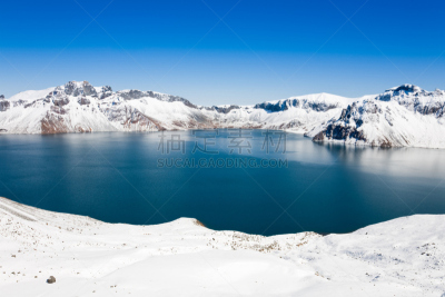 火山湖,克列尔湖,吉林省,蓝湖,朝鲜,火山喷口,寒冷,著名自然景观,纯净,雪