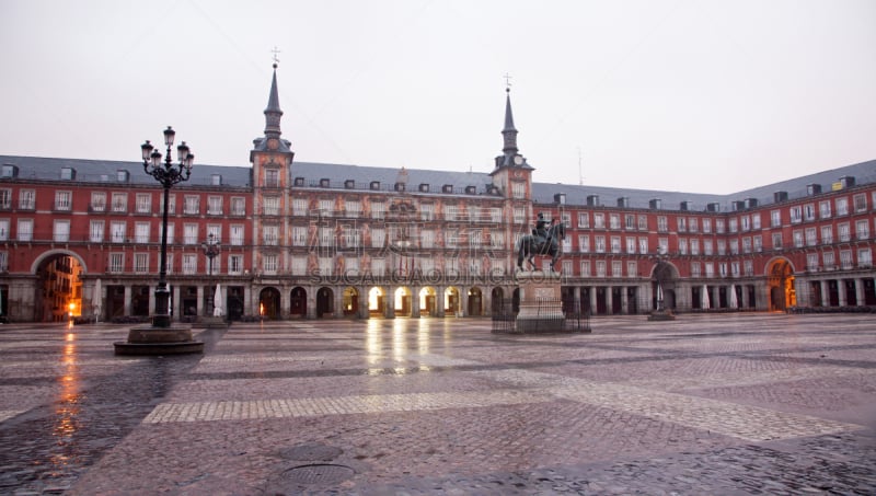 马约尔广场,马德里,早晨,黄昏,烘焙之家,casa de la panaderia,大广场,纪念碑,外立面,水平画幅