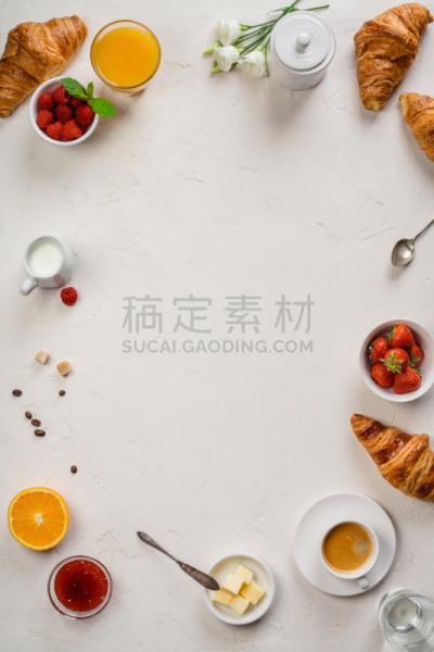 在上面,留白,欧式早餐,捕获的,饮料,清新,牛奶,食品,灰色,果汁