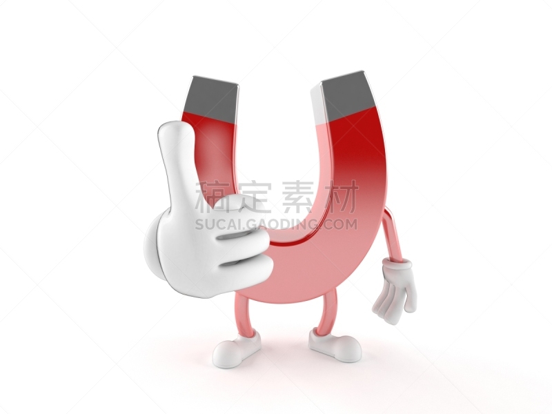 磁铁,马蹄形磁铁,磁场,水平画幅,拇指,性格,白色背景,人,背景分离,卡通