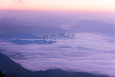 山,黎明,雾,genghis khan,自然,水平画幅,无人,早晨,户外,泰国