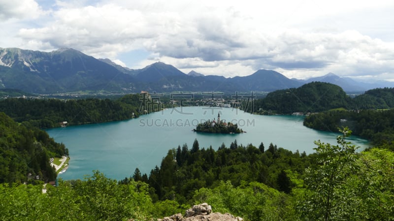 风景,山,斯洛文尼亚,布雷德湖,云,著名景点,自然美,湖,夏天,户外