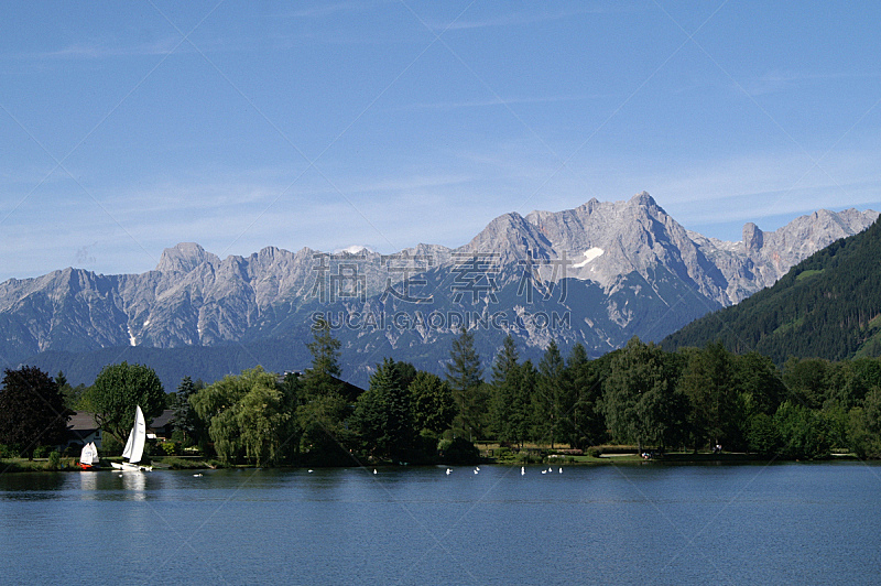 湖,阿尔卑斯山脉,策尔湖,自然,水平画幅,绿色,无人,蓝色,夏天,户外