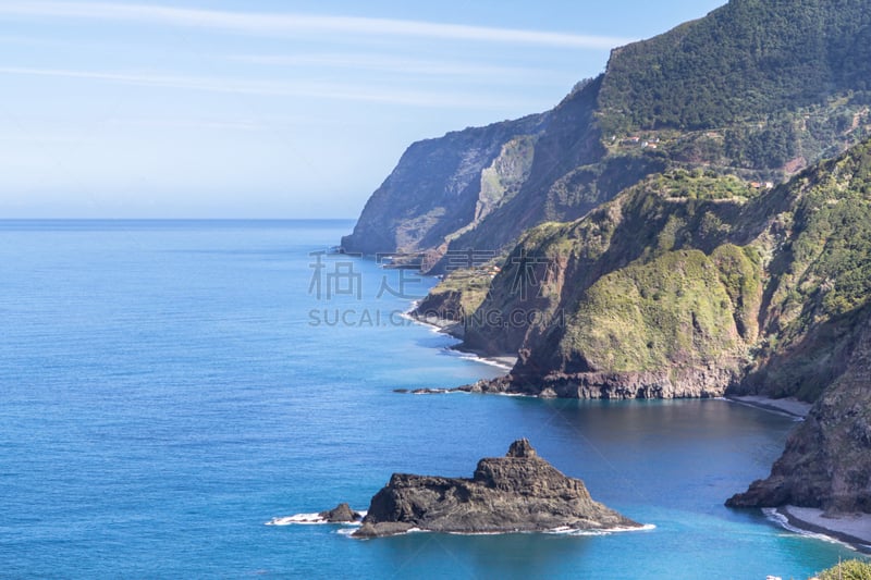 葡萄牙,海岸线,马德拉,东,北,水,天空,夏天,棕榈树,海滩