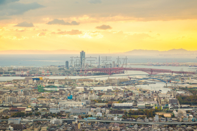 都市风景,大阪府,天空,美,水平画幅,当地著名景点,旅行者,户外,现代,商业金融和工业