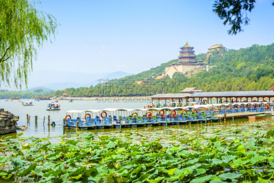 颐和园,万寿山,昆明湖,北京,清朝,亭台楼阁,水,古老的,湖,过去