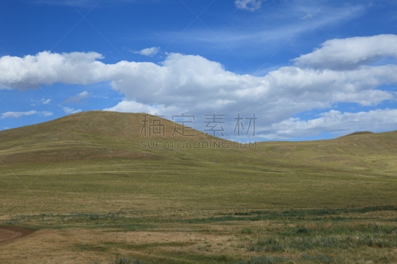 鄂尔浑河谷,东欧大草原,veldt,草地围场,天空,柳树,水平画幅,山,无人