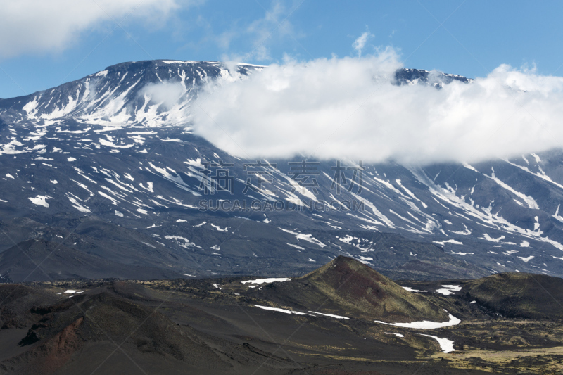 火山地形,堪察加半岛,天空,火山渣锥,水平画幅,山,无人,夏天,户外,火山岩