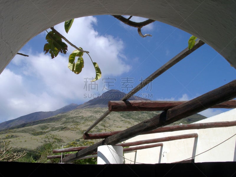 西西里,蒸汽,斯特隆博利岛火山,斯托伦波里岛,边框,水平画幅,地质学,无人,乡村,火山地形