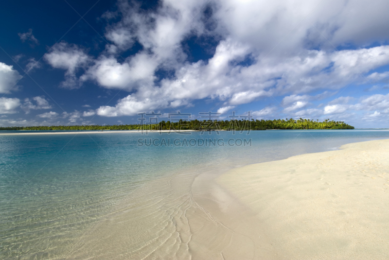 沙子,浅的,海滩,aitutaki,tapuaetai,鸡尾酒,水,天空,水平画幅,无人