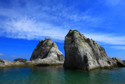 天空,海洋,岩手县,青绿色,著名自然景观,波浪,瑞奥莱特幽灵城,石头,岩石,户外