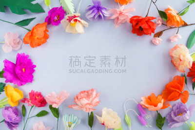 纸花,手艺,天空,留白,水平画幅,高视角,无人,夏天,生日,工艺品