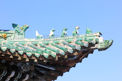 特写,屋顶,面无表情,瓦,灵性,人的头部,古董,水平画幅,传统,寺庙