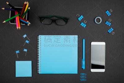 办公用品,顶部,留白,回形针,高视角,标签,眼镜,现代,模板,想法