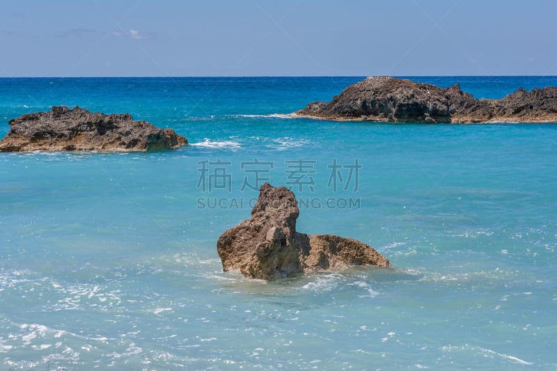 希腊,海滩,海景,莱夫卡斯,旅途,艾奥尼亚群岛,热带气候,海岸线,波浪,水湾