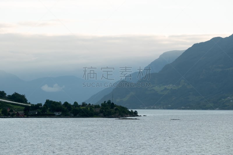 风景,峡湾,挪威,狭窄的,水,天空,美,水平画幅,云,山