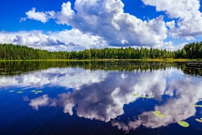 湖,夏天,芬兰,地形,南卡累利阿,国内著名景点,云景,云,水面,色彩鲜艳