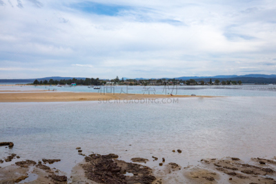 merimbula,小溪,藓沼,了望塔,观测点,风筝,新南威尔士,水,天空,美